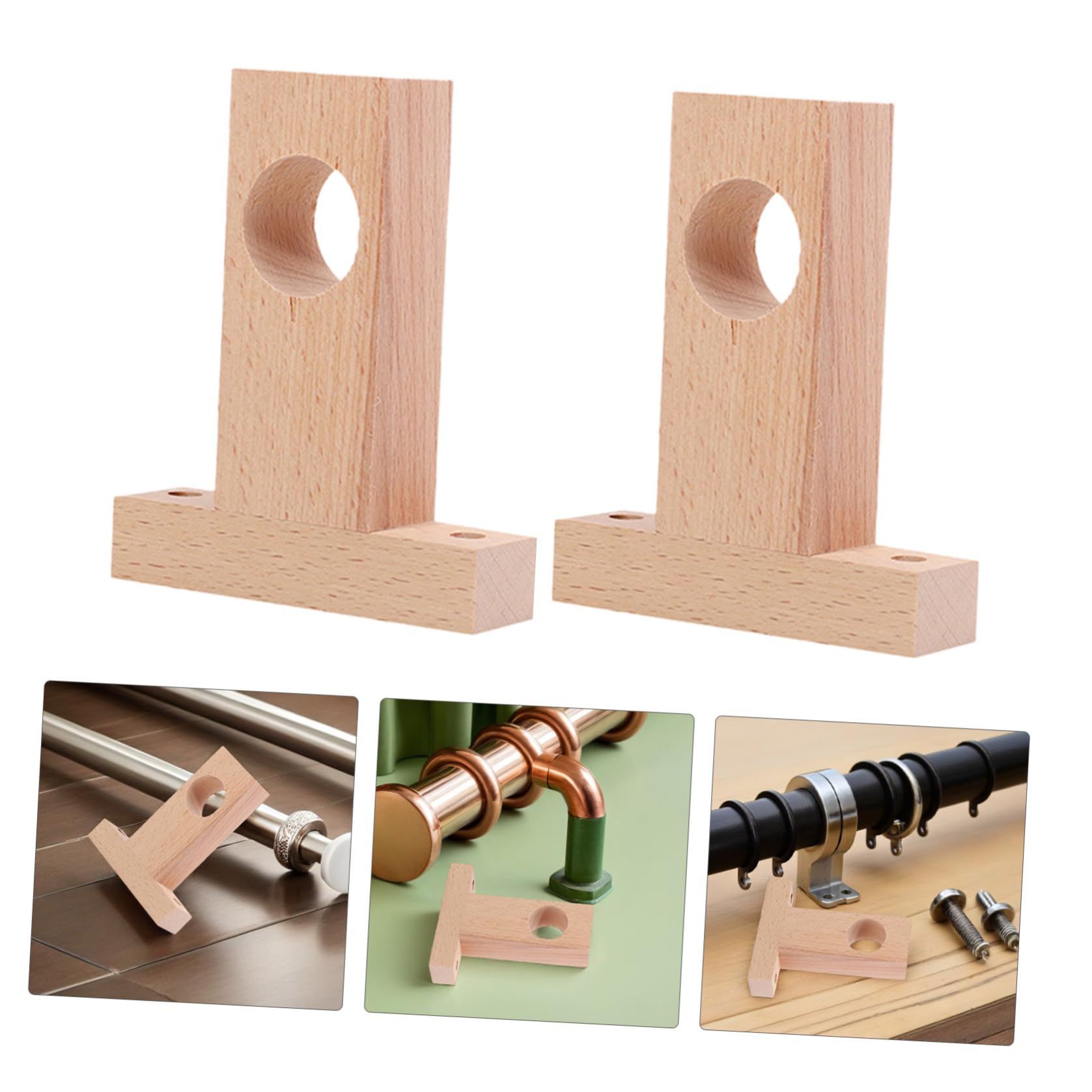 Supporti per Aste per Tende in Legno 4 Pezzi Facili da Installare e Resistenti per Camera da Letto e Casa Diametro Interno 2,5-3 Cm