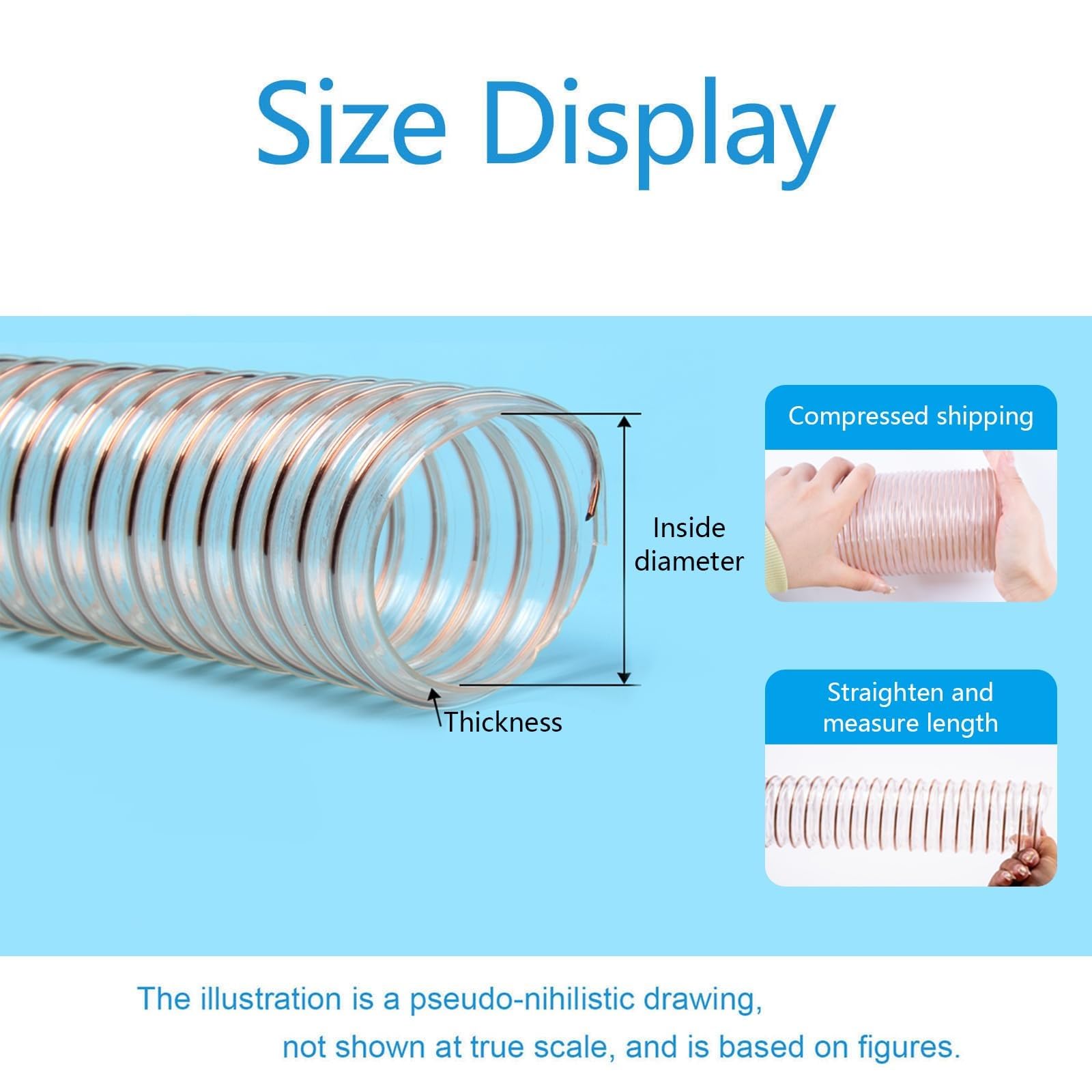 Flexible PU Vent Hose High-Temp Resistant Corrugated Tubing with 2,mm Wall Thickness(Inner diameter:55)