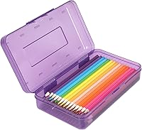 Vista 8 de Caja de lápices de gran capacidad, estuche de plástico para niños, niñas, niños y adultos, caja de almacenamiento de lápices duros con tapa