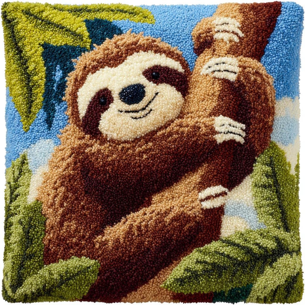 Henypt DIY Pillow Cover Latch Hook Cushion Kits, Sloth