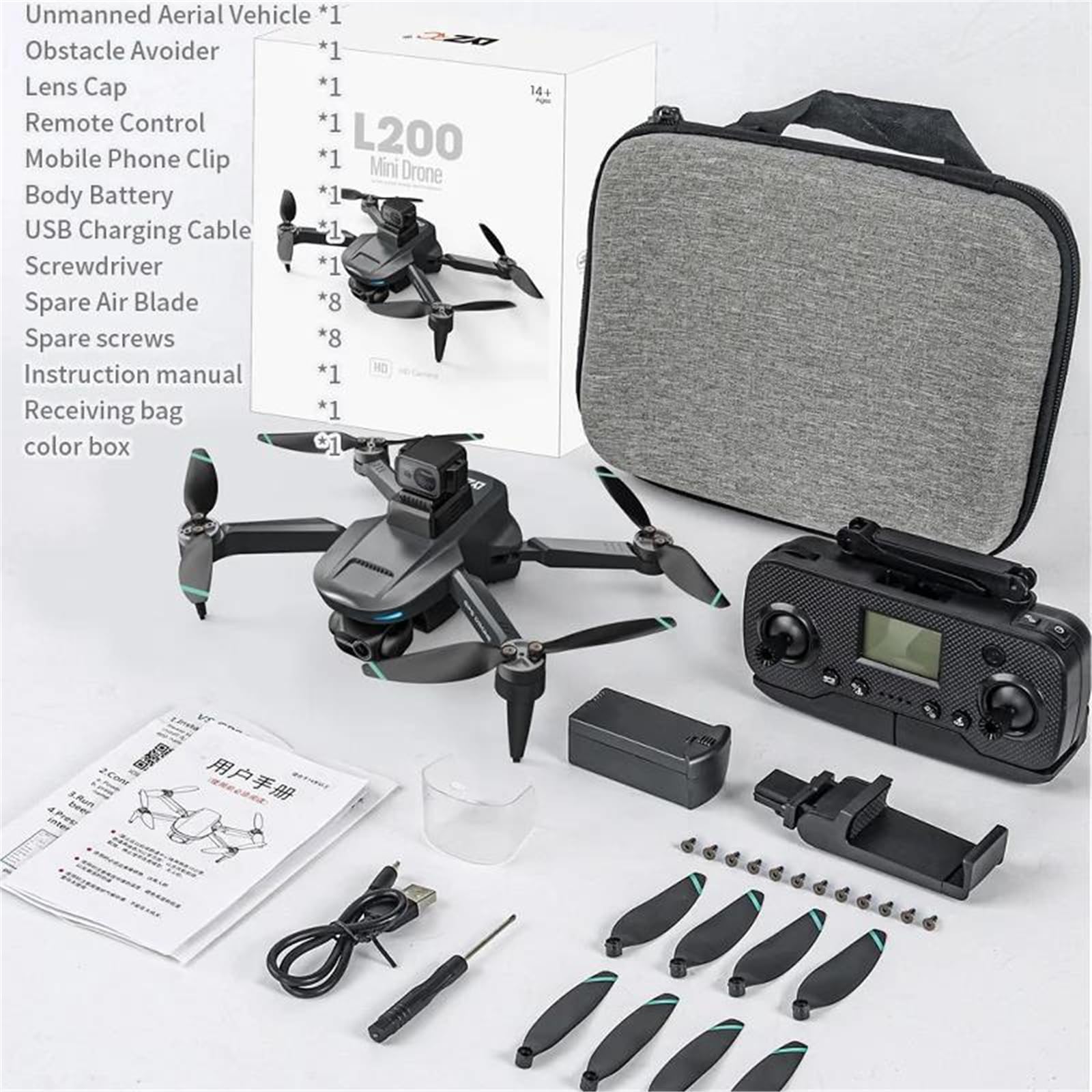Single battery,OAS,dron l200 pro max gps z 2-osiowym gimbalem, profesjonalna kamera 4k hd z funkcją antywstrząsową, dron fpv, 360°, quadrocopter z funkcją omijania przeszkód