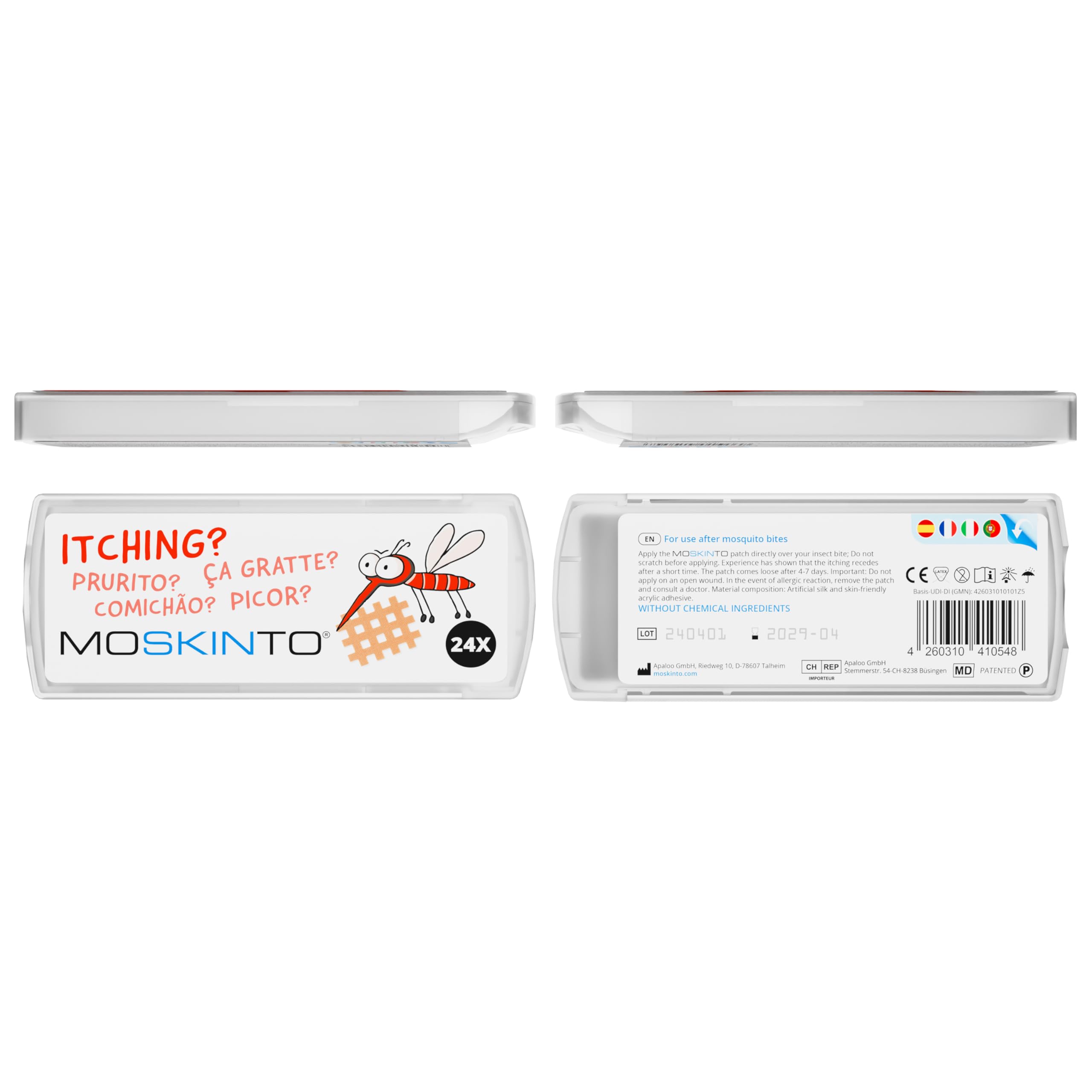 Moskinto Parches Antimosquitos para Niños y Adultos - Uso en Picaduras de Mosquitos e Insectos - Alivia la Picazón - Beige - 24 Piezas