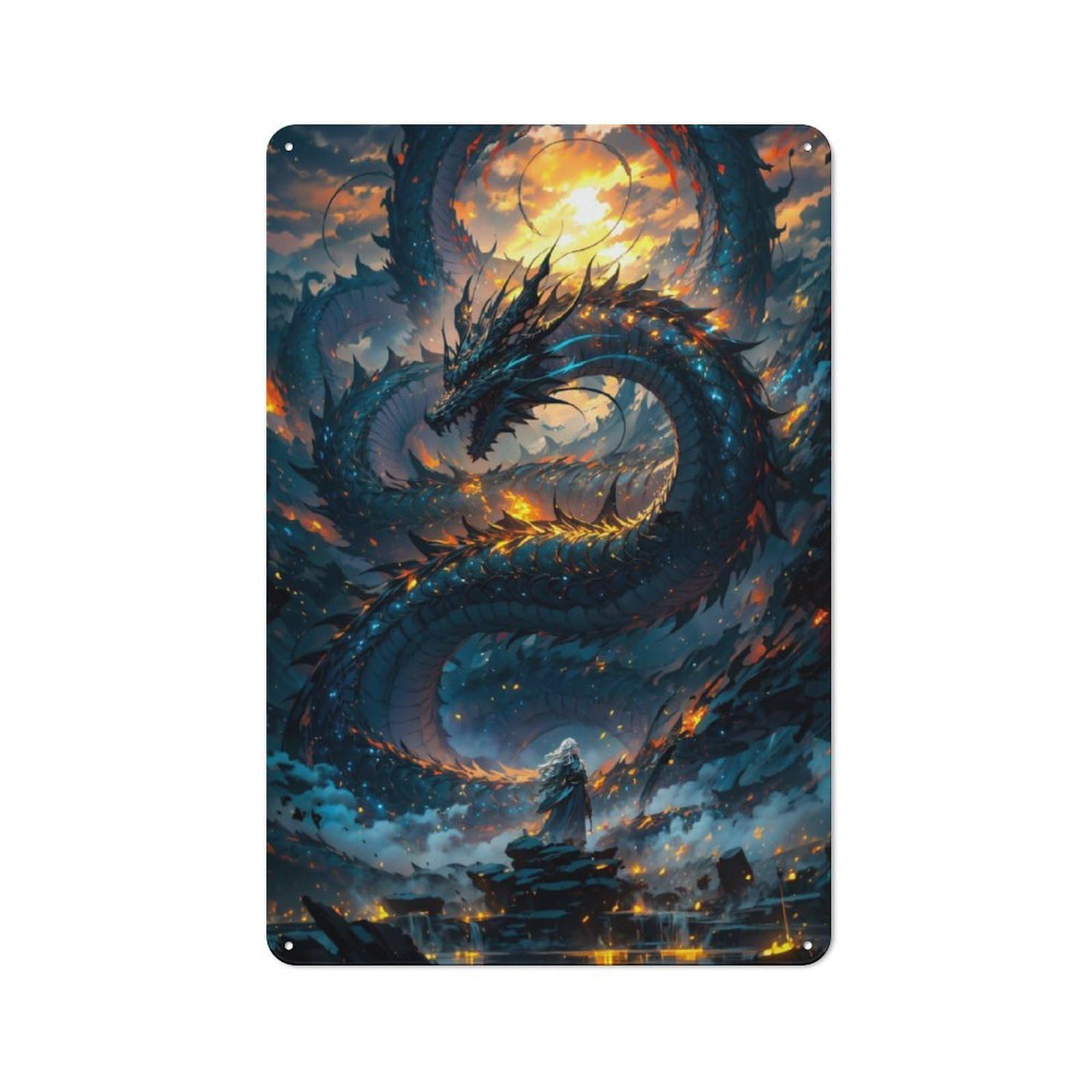 Dragon Mythical Fantasy Metal Wall Plaque for Seasonal Kitchen, Dining Room Or Entrance, Christmas Gift for Friends And Family, 30x20cm