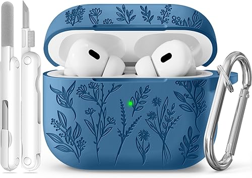 Miniatura 75 de Funda para Airpods Pro 3, Fundas con Grabado de Flores para Apple AirPods Pro de 3ª Generación 2025, Funda de Silicona Suave para Hombres y Mujeres