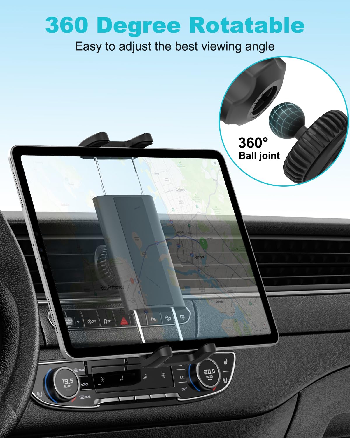 Support De Tablette Réglable 360° - Pince Pour Lit, Bureau, Voiture - Bras Pivotant - Compatible Smartphones Et Tablettes