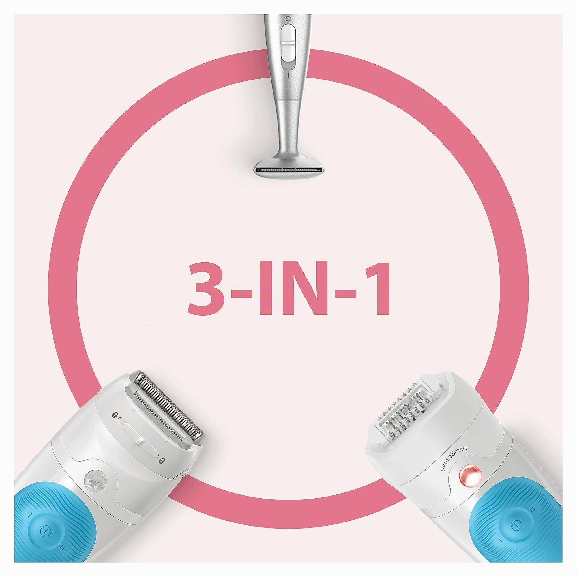 Braun Silk-épil 5 Epilierer Damen für Haarentfernung / Haarentferner, inkl. Bikinitrimmer (Haartrimmer Intimbereich), Hochfrequenz-Massageaufsatz, 5-810, weiß/türkis