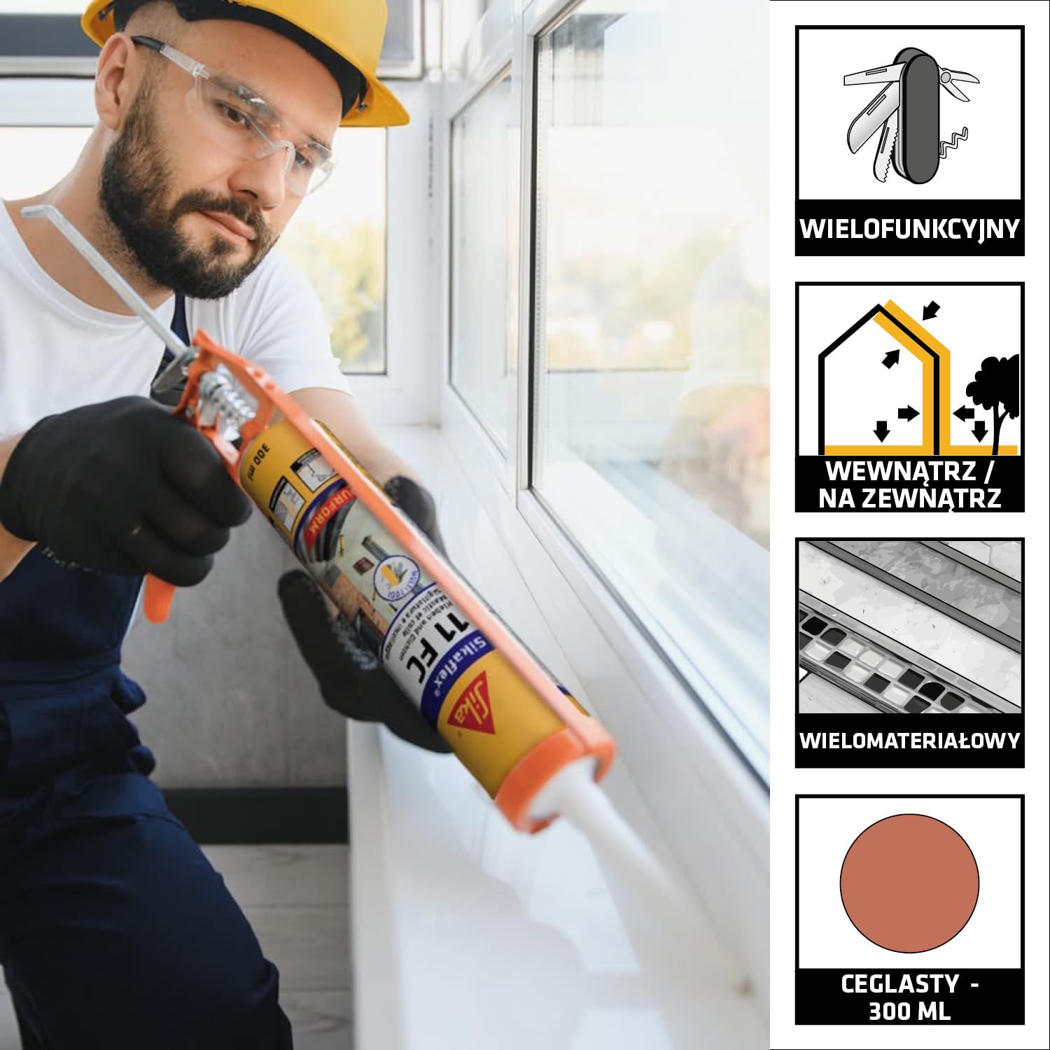 SIKA - Klej uszczelniacz - Sikaflex-11FC Purform - Ceglastyy - 300ml | Uniwersalny klej i uszczelniacz - Do wnętrz i na zewnątrz - Przyczepność do wielu podłoży