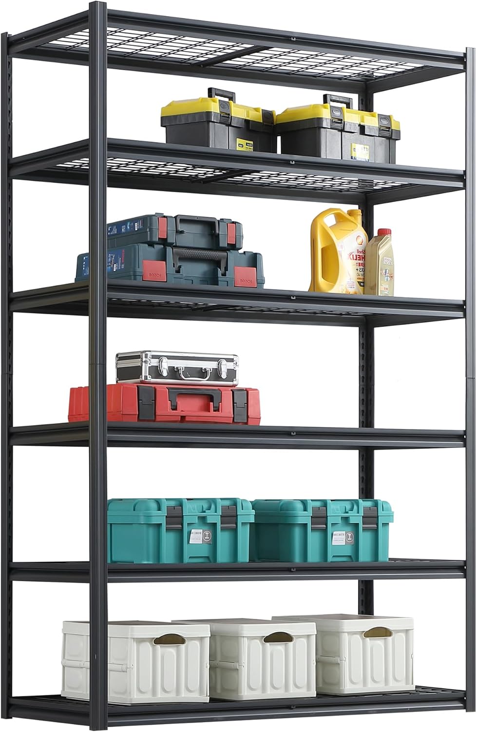6 Tier Heavy Duty Metal Storage Shelves,Easy to Assemble,Adjustable,Storage Shelves for Basements, Garages and Kitchen,84" H*55.1 "W*23.6 "D