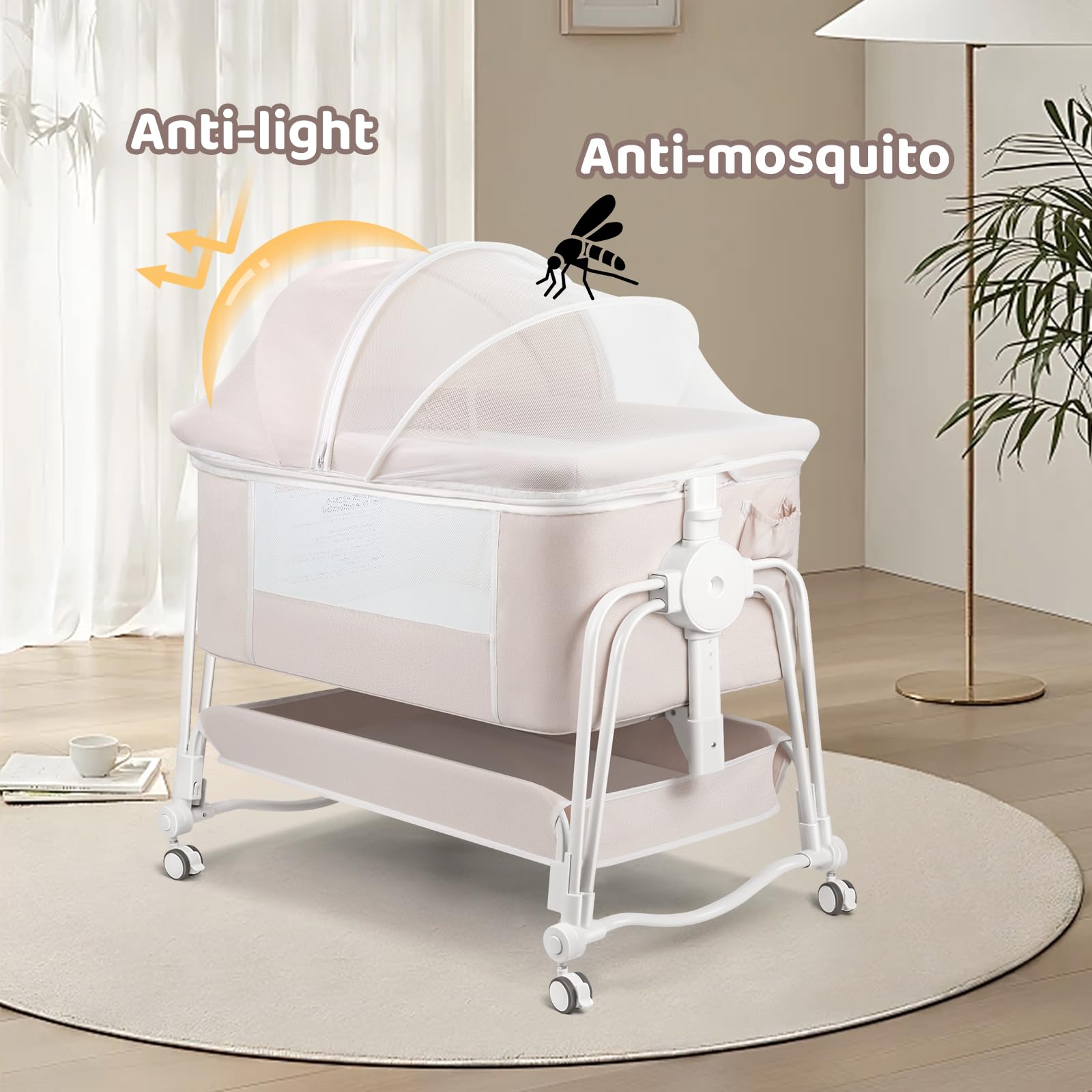 suihuooo 4 In 1 Baby Crib, Next to Me Crib, 7 Level Adjustable