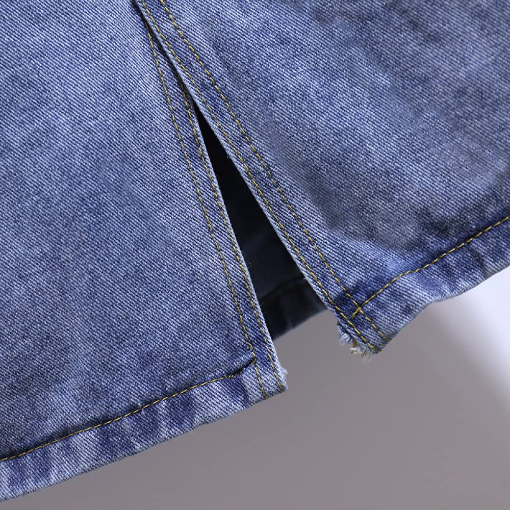 Gonna Donna,Gonna Midi da Donna Gonna di Jeans Cargo con Spacco Elastico A Vita Alta Blu con Tasca Plus Size A-Line Gonne Lunghe Diritte Casual per Ragazze Signore,XL