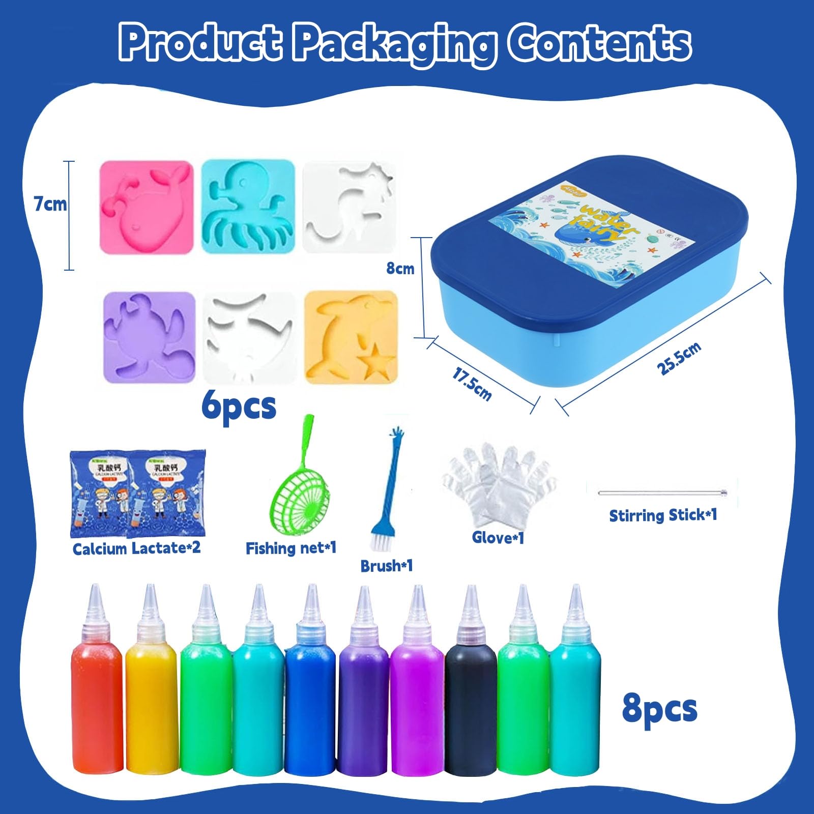 Aszaui Aqua Gelz Creative Set,Magic Water Elf,Aquagelz 3D Creative Set de Mágicos de Geles de Océano para Niños,Manualidades, Juego Educativos Niños
