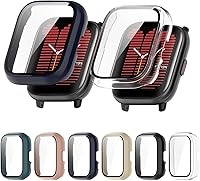 Vista 9 de Paquete de 6 fundas rígidas de policarbonato con protector de pantalla de vidrio templado compatible con Amazfit Active Smart Watch Bumper Guard