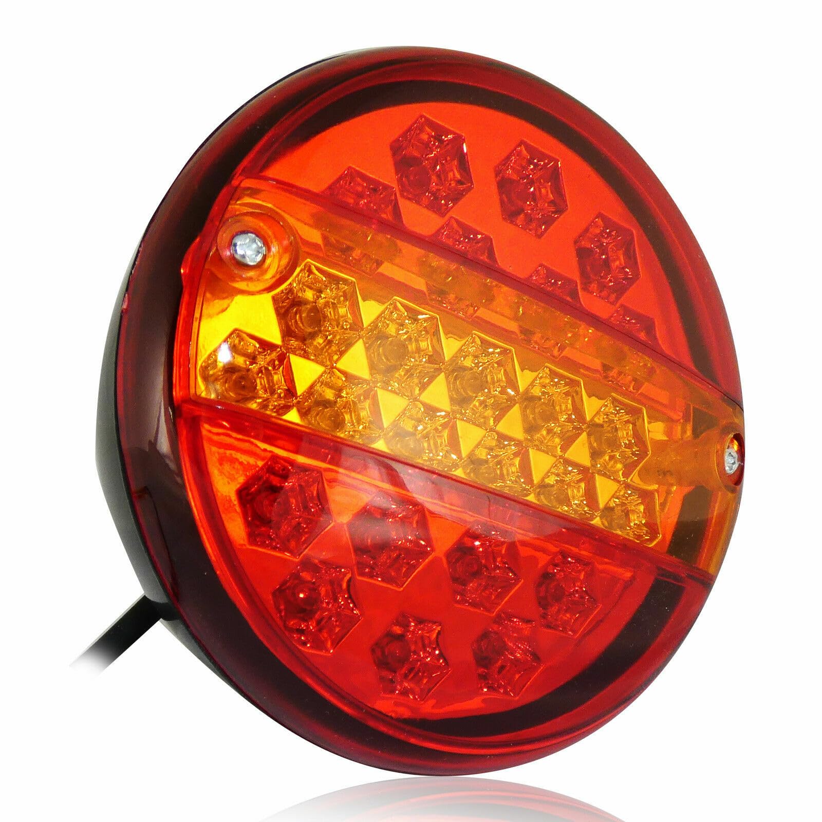 Generic 6 x 12 V/24 V LED luces traseras universales 25 LED lámpara redonda hamburguesa 3 funciones parada, posición, intermitente para coche caravana camión remolque