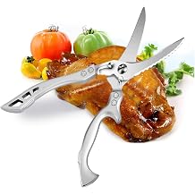 Kitchen Shears, AlfaView Multi Function Heavy Duty Kitchen Scissors,Multipurpose Poultry Scissors for Chicken/Poultry/Fish/Meat/Vegetables/Herbs/BBQ Silver-New Version