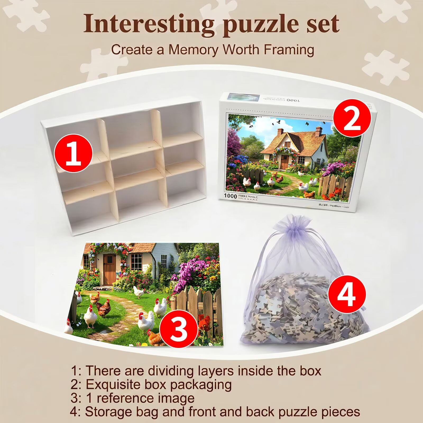 casa colonica cabina Puzzle 2000 Pezzi per Adulti, Puzzle in Legno - Collezione Classica con Poster Incluso - Sfida di Concentrazione e Passatempo Antistress, Gioco per Famiglia, 99 x 70 cm f0-811