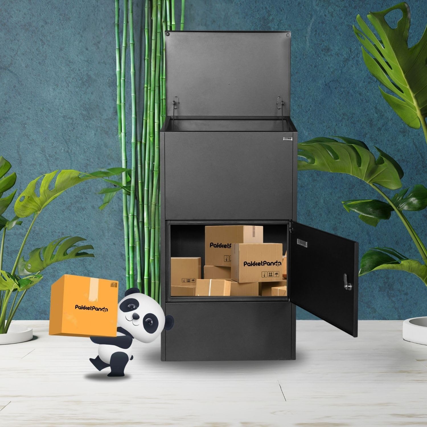 Smart PakketPanda® Maxi XXXL Paketbriefkasten geeignet als Briefkasten und/oder Paketbox, extra großes Format, Paketbriefkasten mit App, Benachrichtigung bei jeder Lieferung usw.