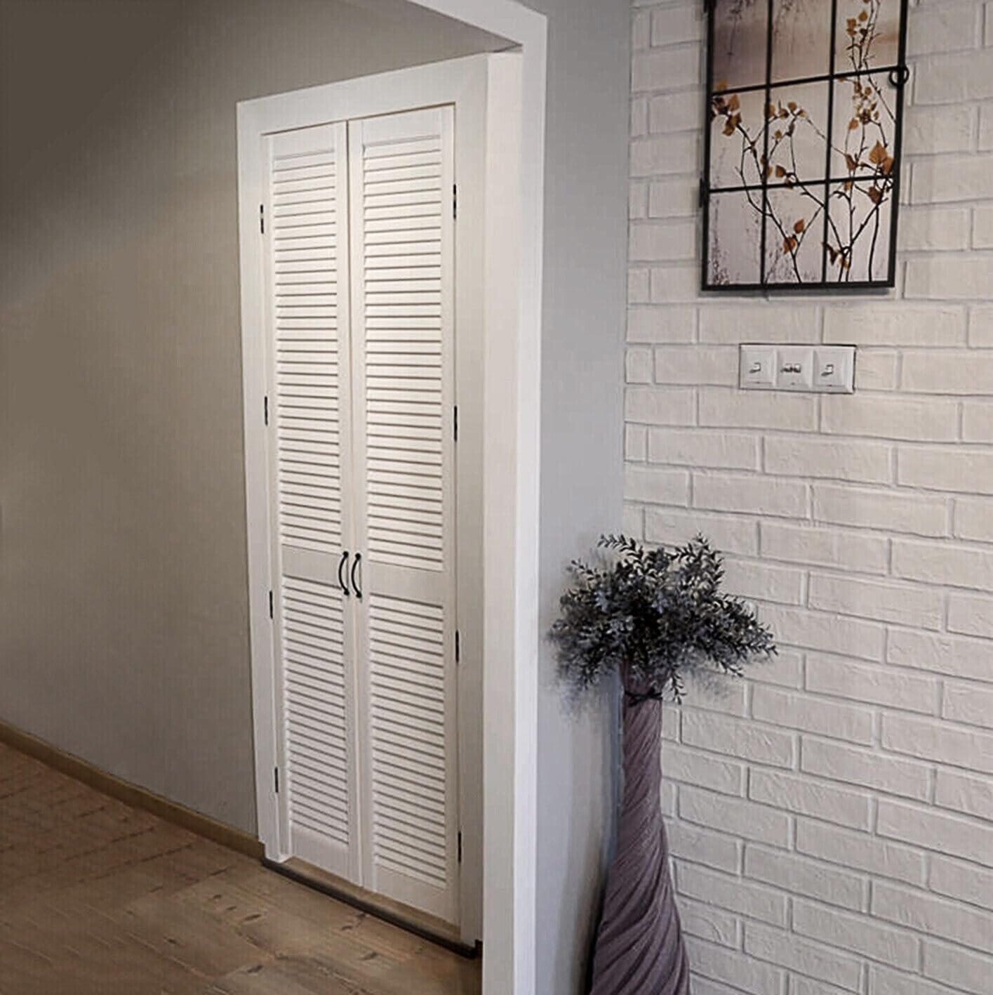 Porte Louvre en Bois - Extra Lisse - Blanc à Double Couche - Poncée, Polie, Prête à l’Usage - Porte Intérieure à Lamello pour Bricolage, Placard, Armoire
