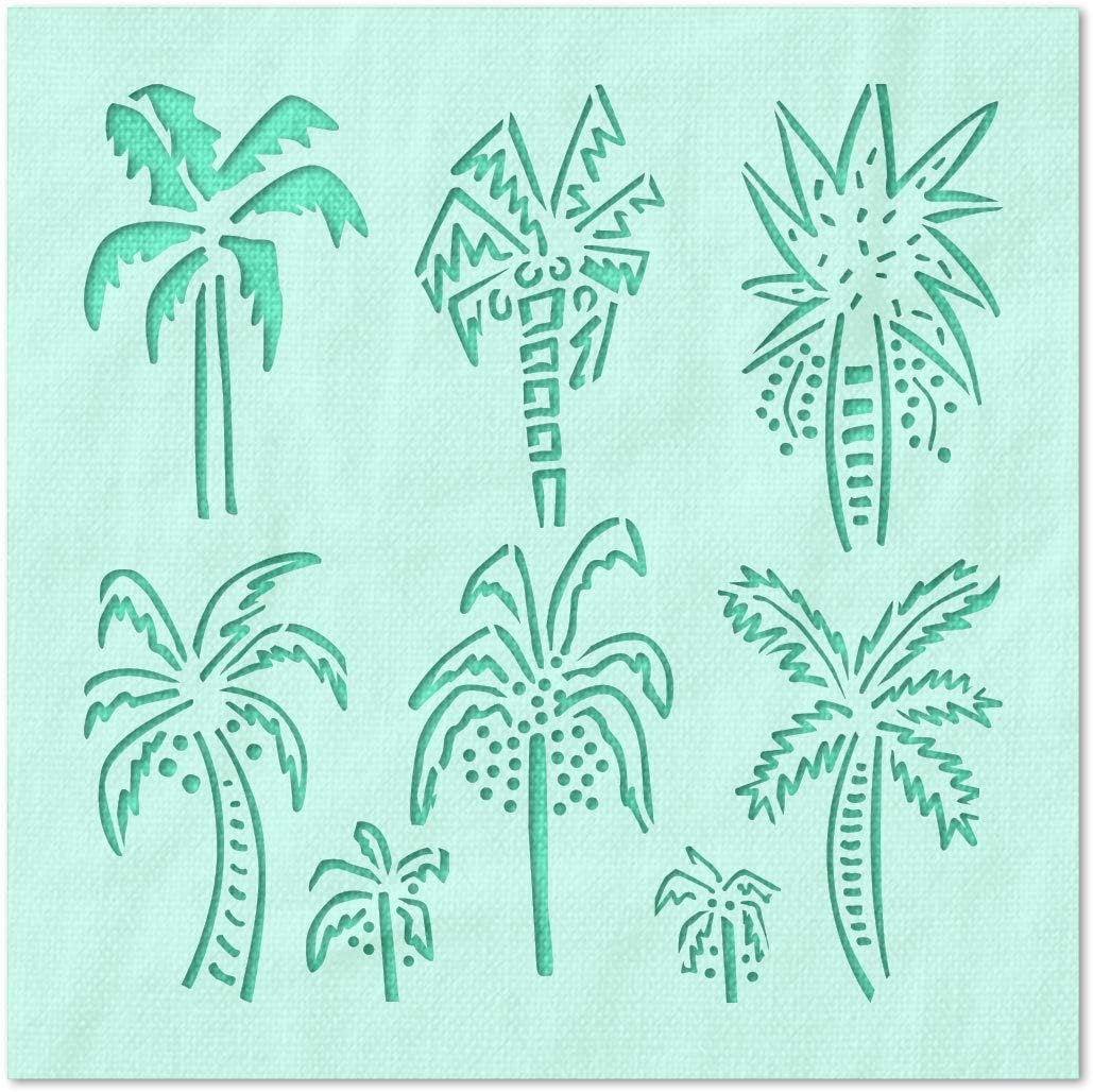 Stencil Stop Palm Trees Pattern Stencil - Reusable for DIY Projects, Painting, Drawing, Crafts - 14 Mil Mylar Plastic (18 x 18 inches)