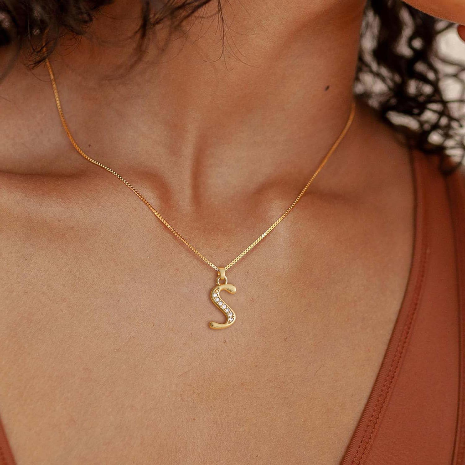 Initial Necklace for Women, 14K Gold Silver Plated Box Chain Letter Pendant, Trendy Name Necklace, Dainty Personalized Jewelry Gift for Her - Image 4