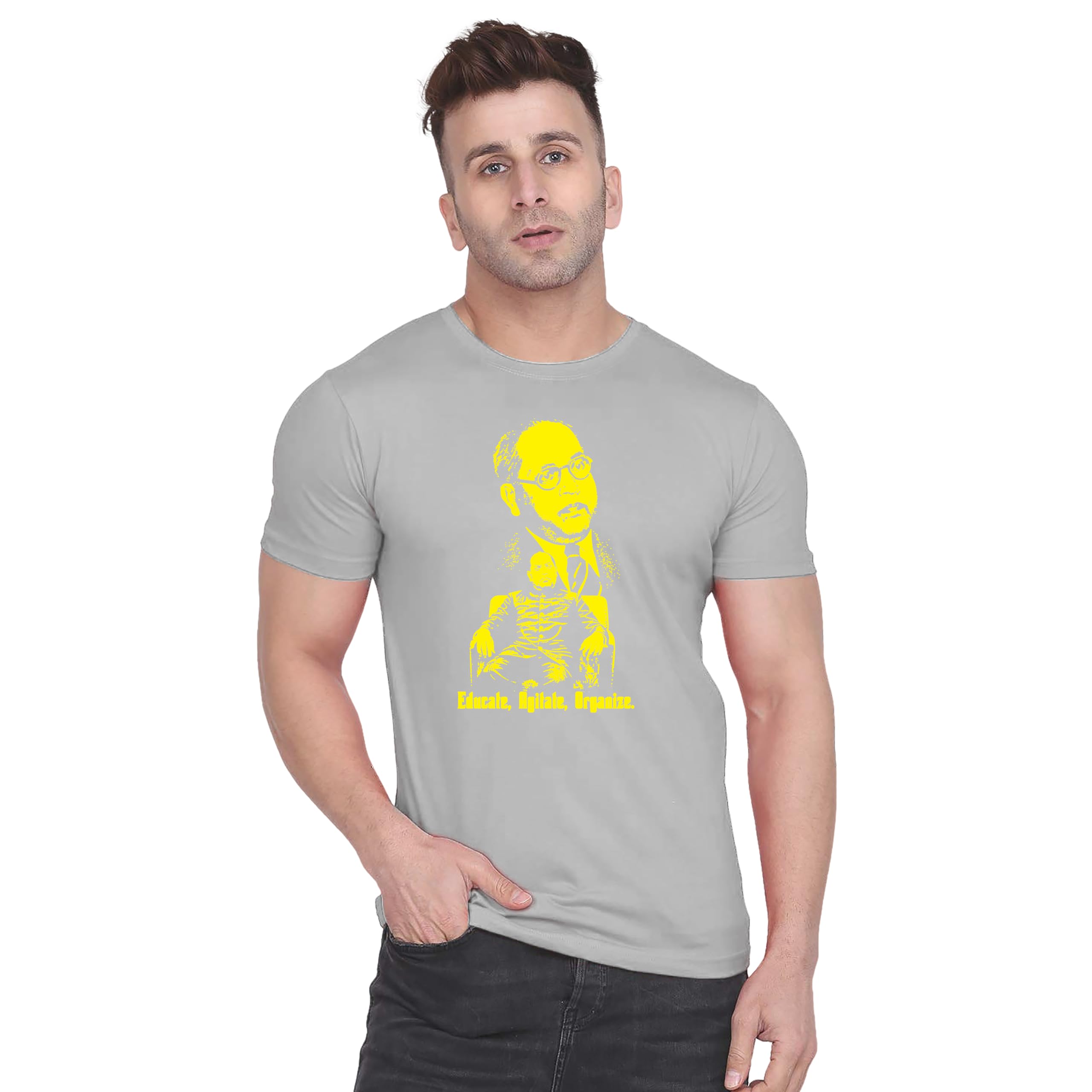 Original Way Design |T Shirt for Men | Educate Agitate Organize Dr B.R. Ambedkar Printed T-Shirt | Men's Regular Fit Round Neck| Cotton | Half Sleeve | Round Neck | Regular Fit || HSR-5167-picture-42