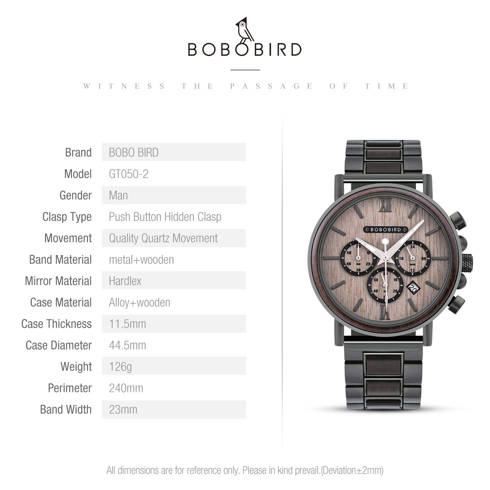 BOBO BIRD 2021 Neue Herren Armbanduhren Stilvolle Holz-Uhr Analog Quarz Casual Holz-Armbanduhr mit Geschenkbox