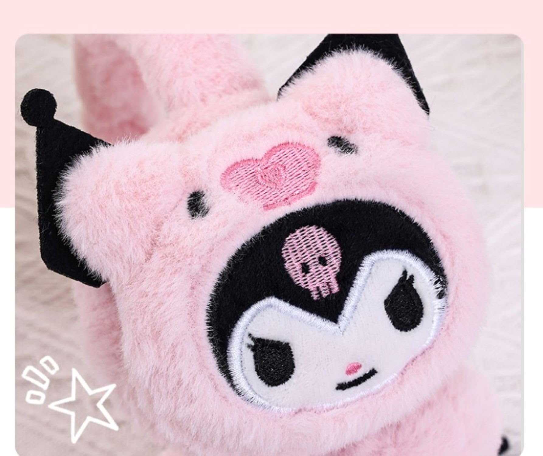 DC DECORIO Cartoon Character Fur Winter Earmuffs for Kids, Girls (Black & Pink) - Image 2 thumbnail