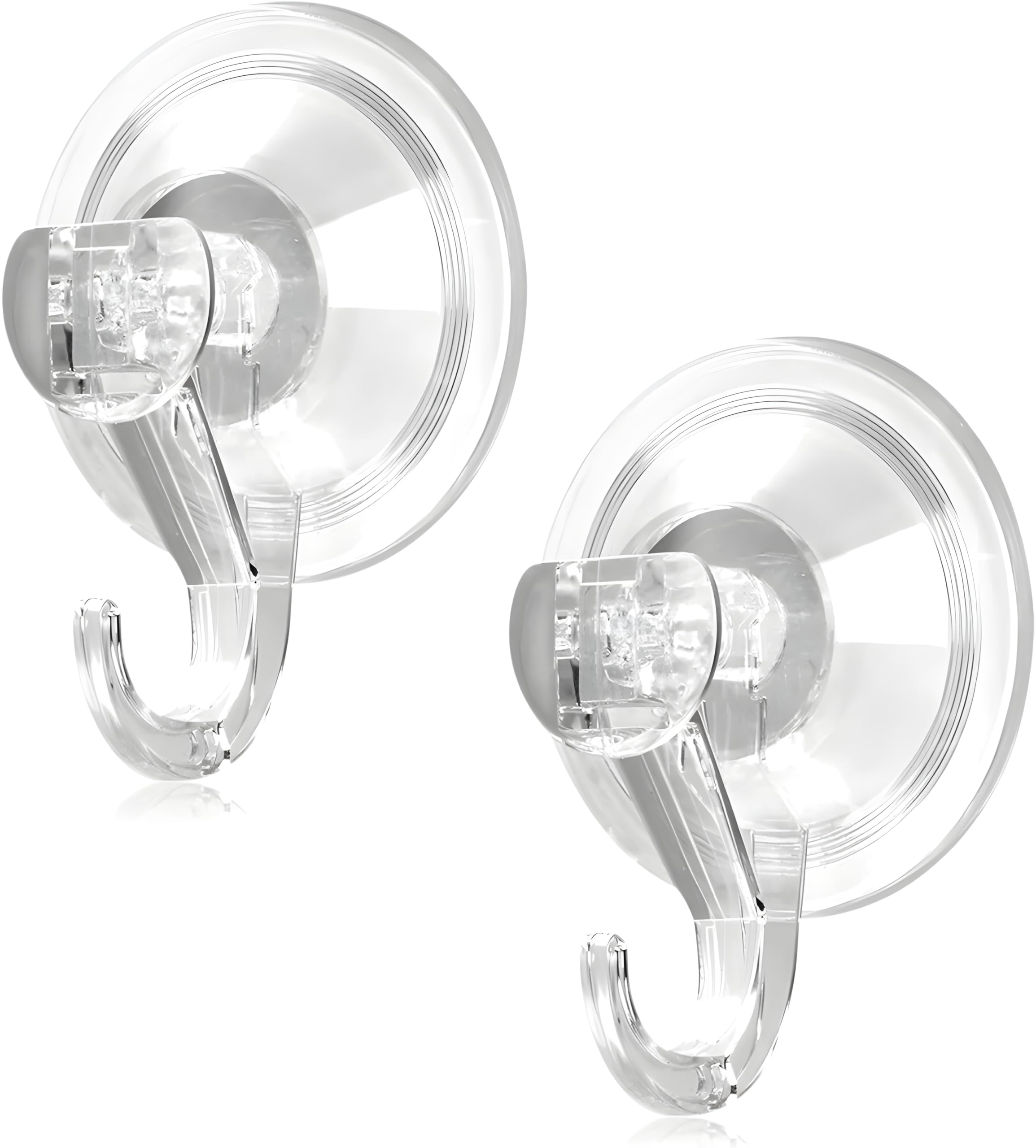 YIKI Suction Hooks (Pack of 2) Clear Strong Vacuum Cup Hangers for Bathroom, Kitchen, Windows & Walls Clear Plastic, Removable & Reusable, Holds Up to 2kg