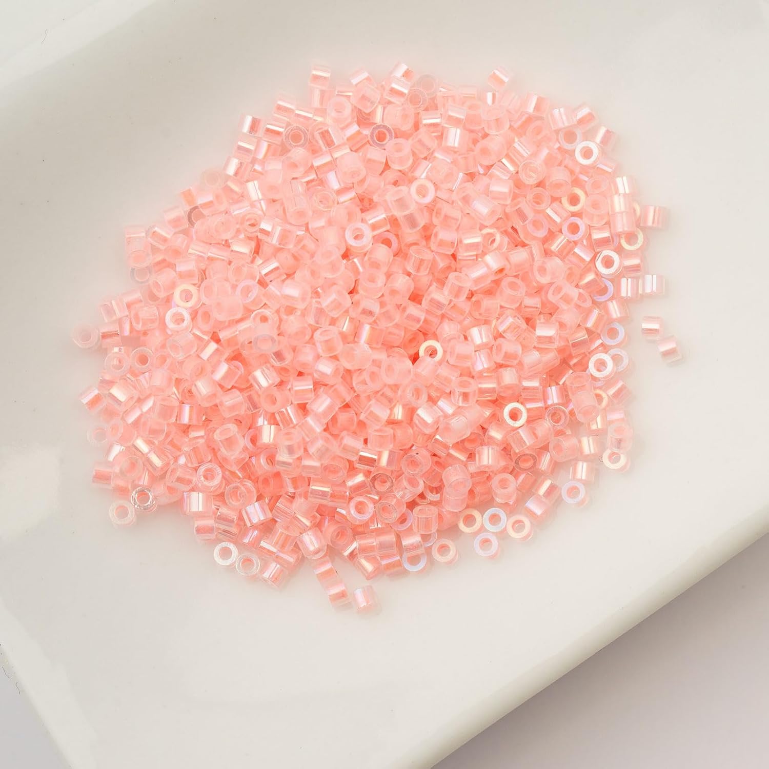 John Bead 25g Cylin Beads Coral Glow in Dark AB 11/0 Glass Cylindrical Seed Beads for Jewelry Bracelets Necklaces Earrings Making Embroidery