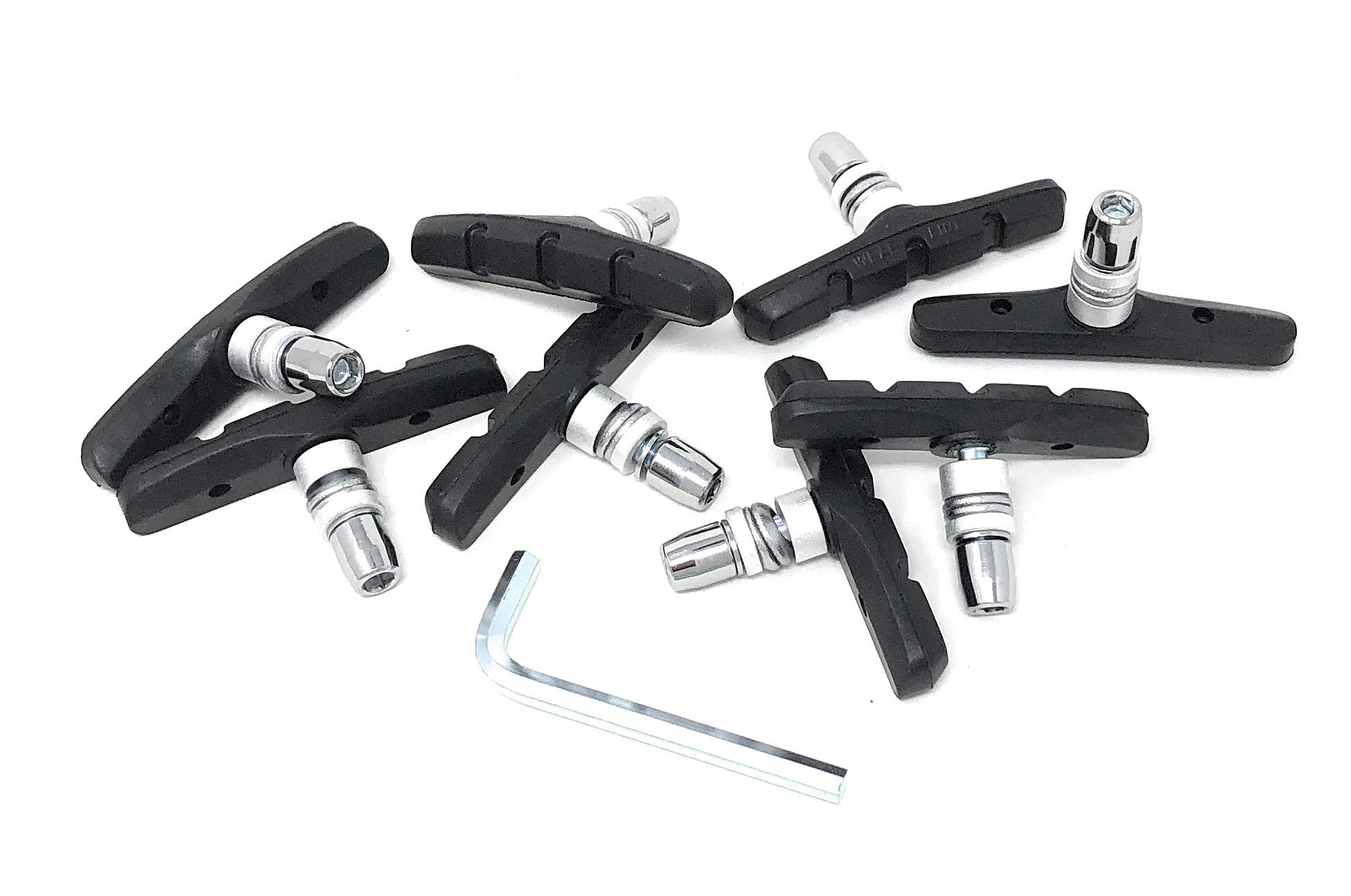 Complete Bike Brake Pad Set, 70mm 4 Pairs with Free Hex Key