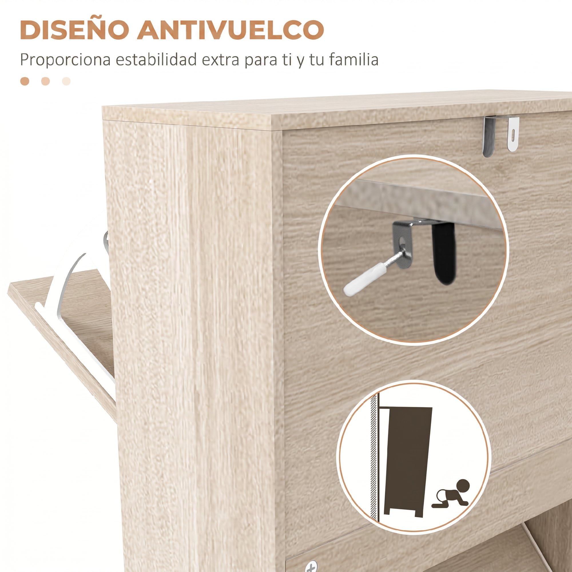 HOMCOM Zapatero Estrecho con 3 Puertas Abatibles para 12 Pares Gris | Zapatero Entrada Recibidor, Estantes Ajustables, para Pasillo, Espacios Reducidos