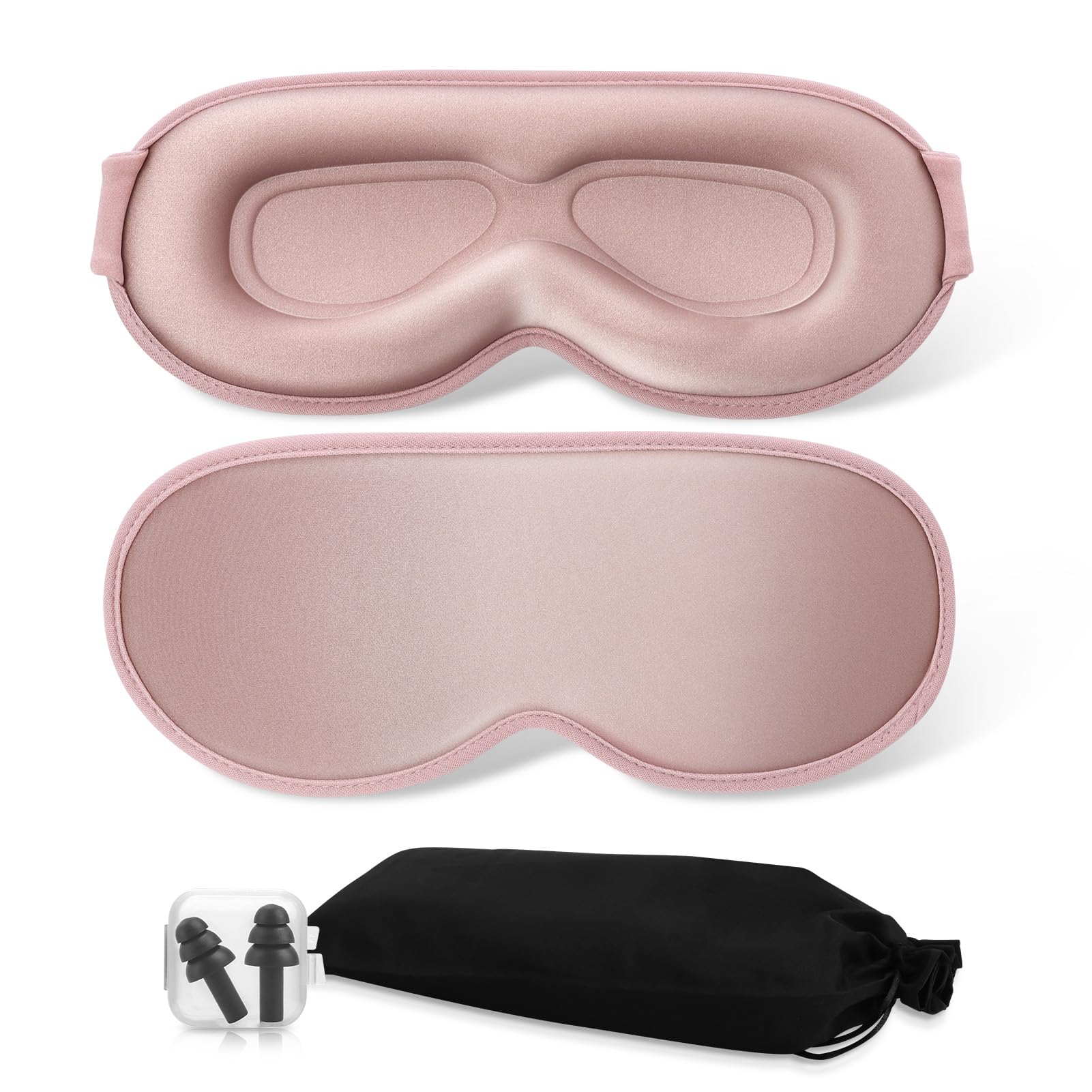 FlyCoco 3D Sleep Eye Mask, 99% Blackout Light Deep Contoured Cup NO Eye Pressure Blindfold Comfort with Adjustable Strap for Travel Home Office Car Afternoon Night Sleeping Adults Women Men (Pink)