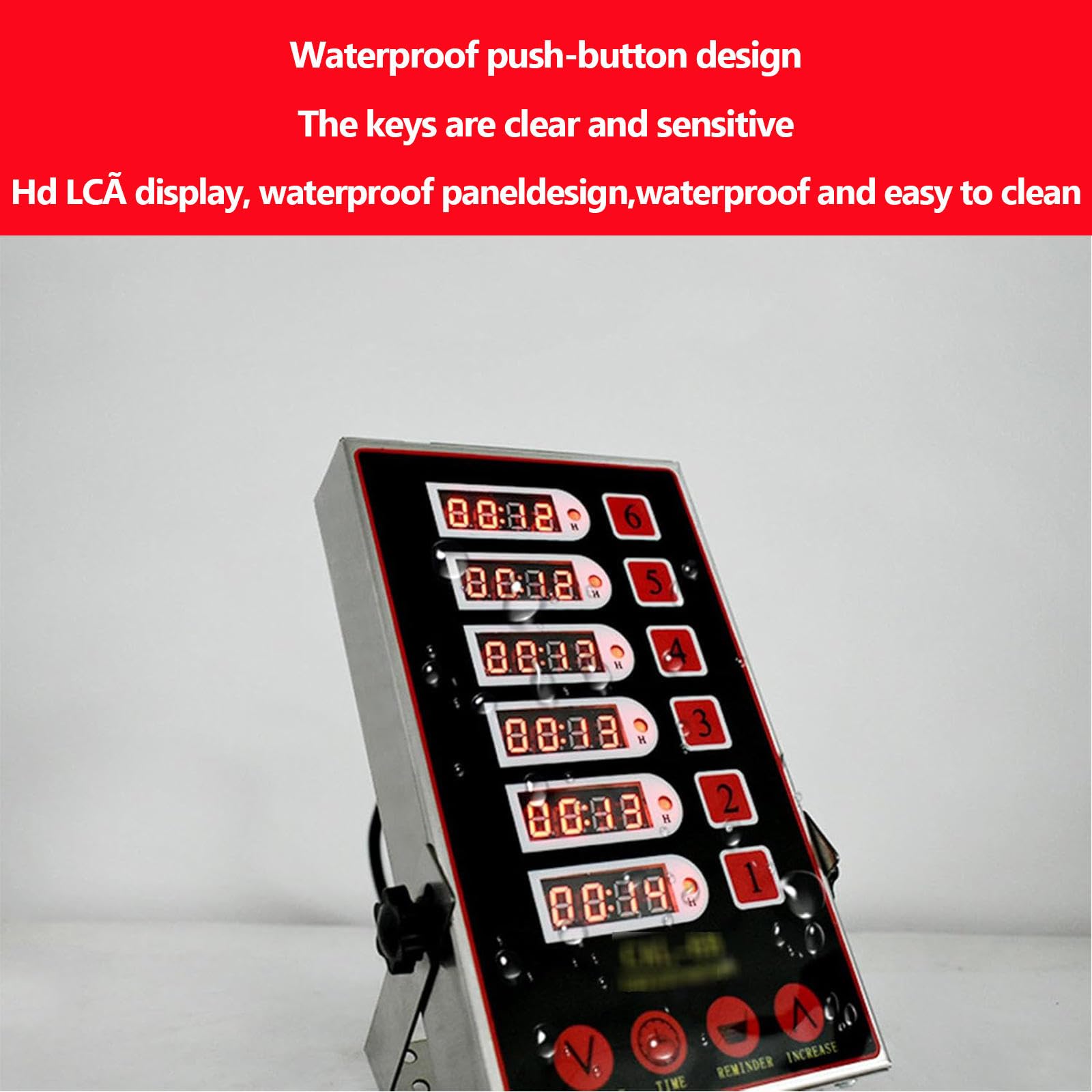 Temporizador digital de cocina de 6 canales con pantalla LED para eficiencia de cocina comercial y de restaurantes