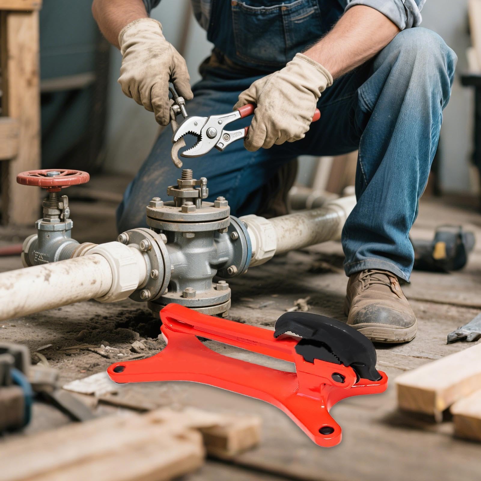Pipe Brackets Pipeline Valve Fixing Clamp Gear Operated Solid Bases