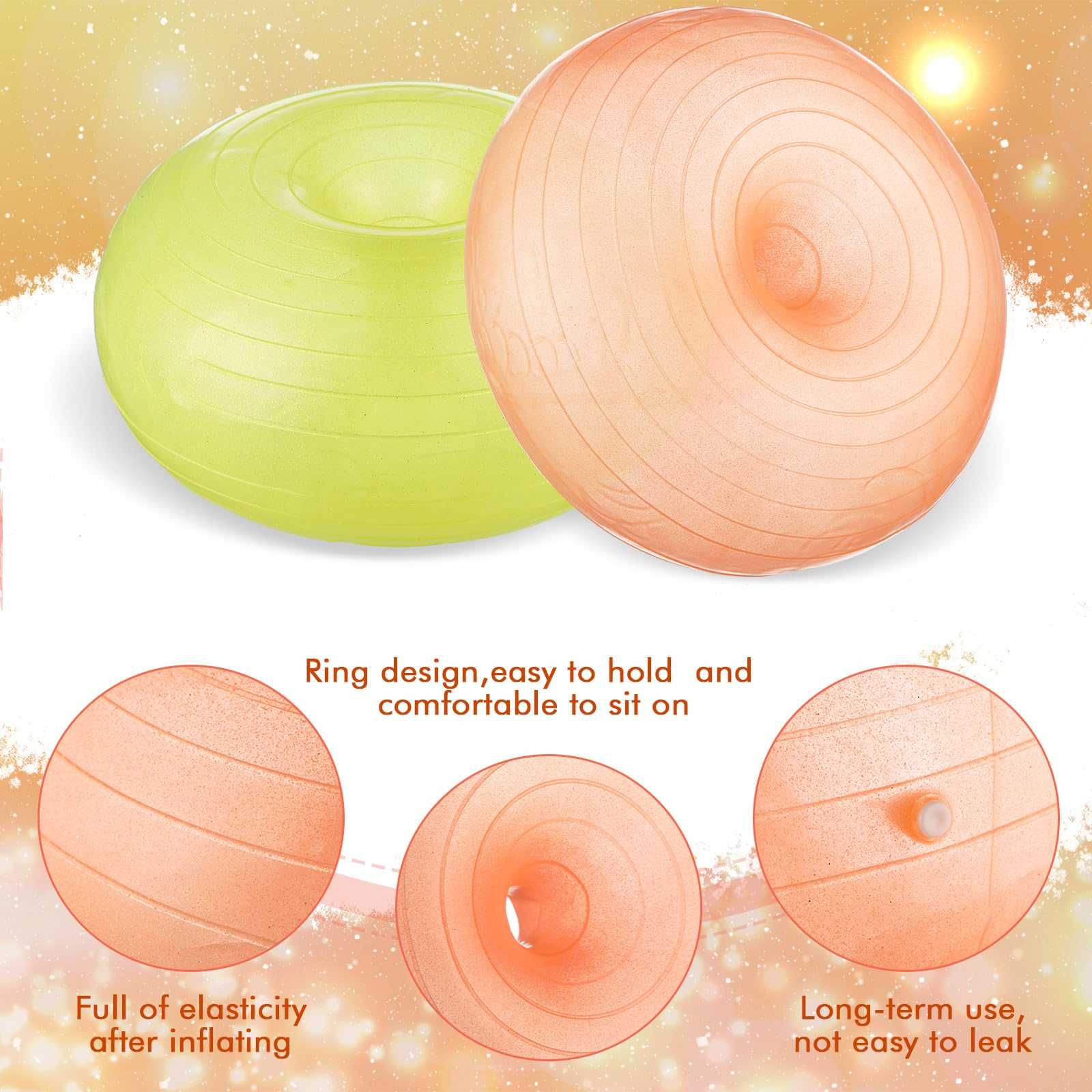 Libima Flexible Sitzgelegenheiten für Klassenzimmer, aufblasbare Yoga-Ballstühle mit Pumpe, Donut-Übungsball, Stuhlkissen für Balance- und Stabilitätstraining, Zuhause, Büro, Fitnessstudio, Workout, 4
