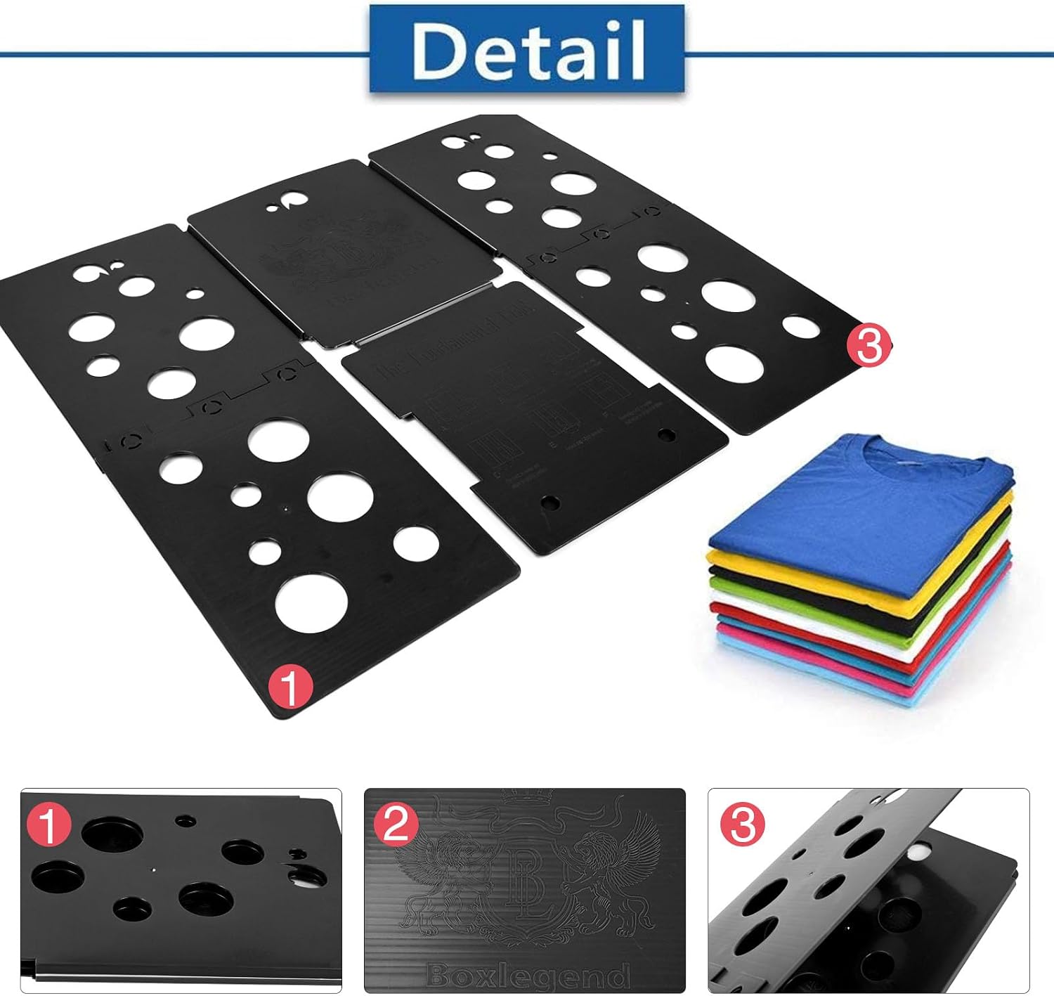 BoxLegend V5 Shirt Folding Board T-Shirt Folder Clothes Folder Laundry Organizer Helper for Adult Clothing Durable Plastic Folding Tool, Black