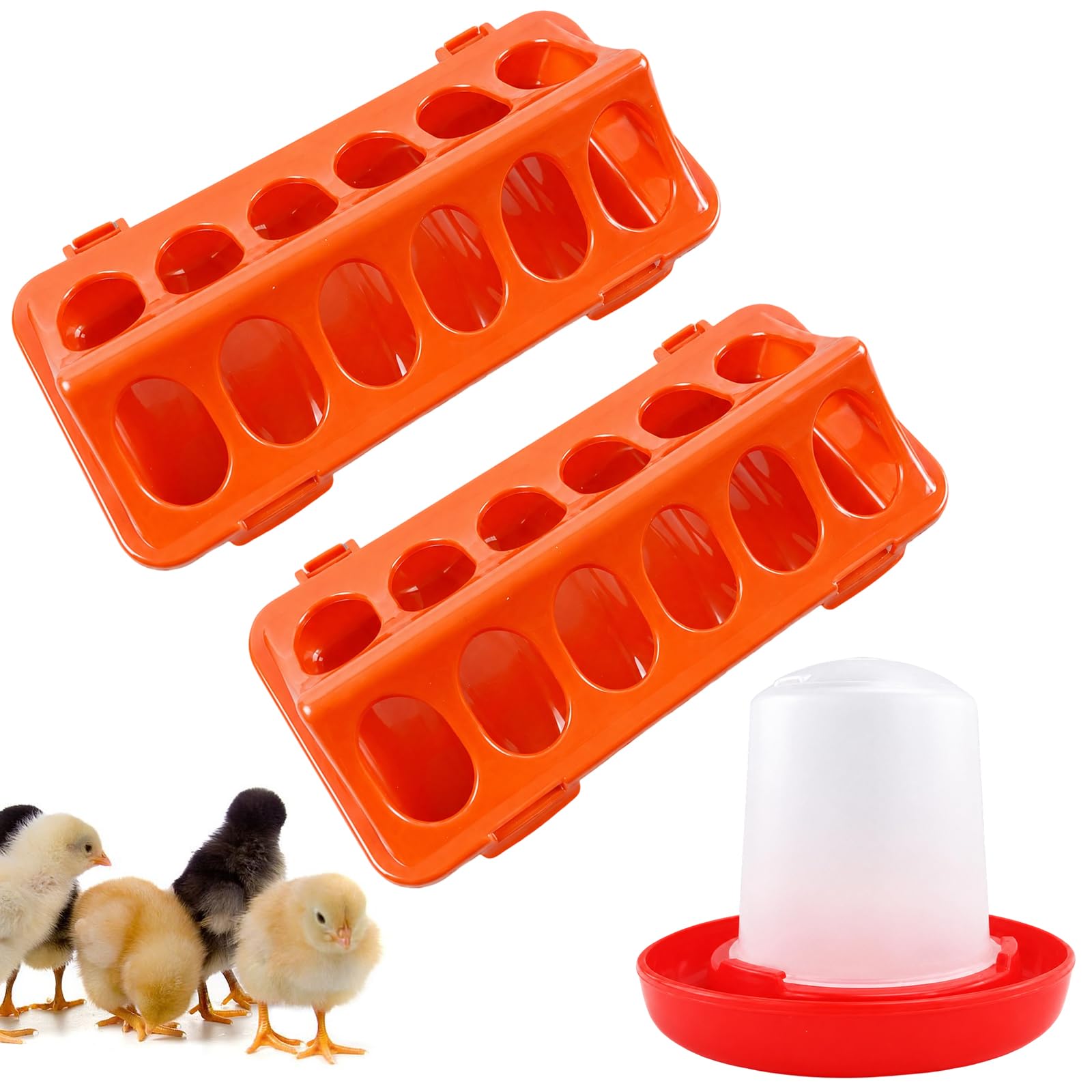 3Pcs Chicken Feeder, Poultry Feeding Set with Automatic Water Dispenser, Spill-Proof Design for Backyard Farms and Brooders, Compact Space-Saving Feeders and Drinkers