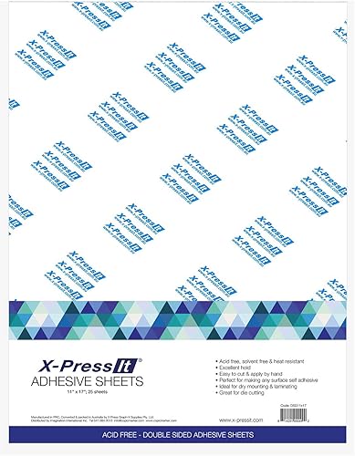 X-Press It Hoja adhesiva de doble cara, alta adherencia, 11 "x 17"