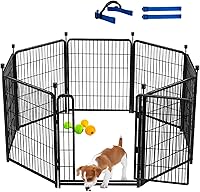 Okaygardn 48" Tall Garden Fence for Dogs - 8 Panels 17.7FT Modular Outdoor Yard Fence with 21" Wide Low Threshold Gate
