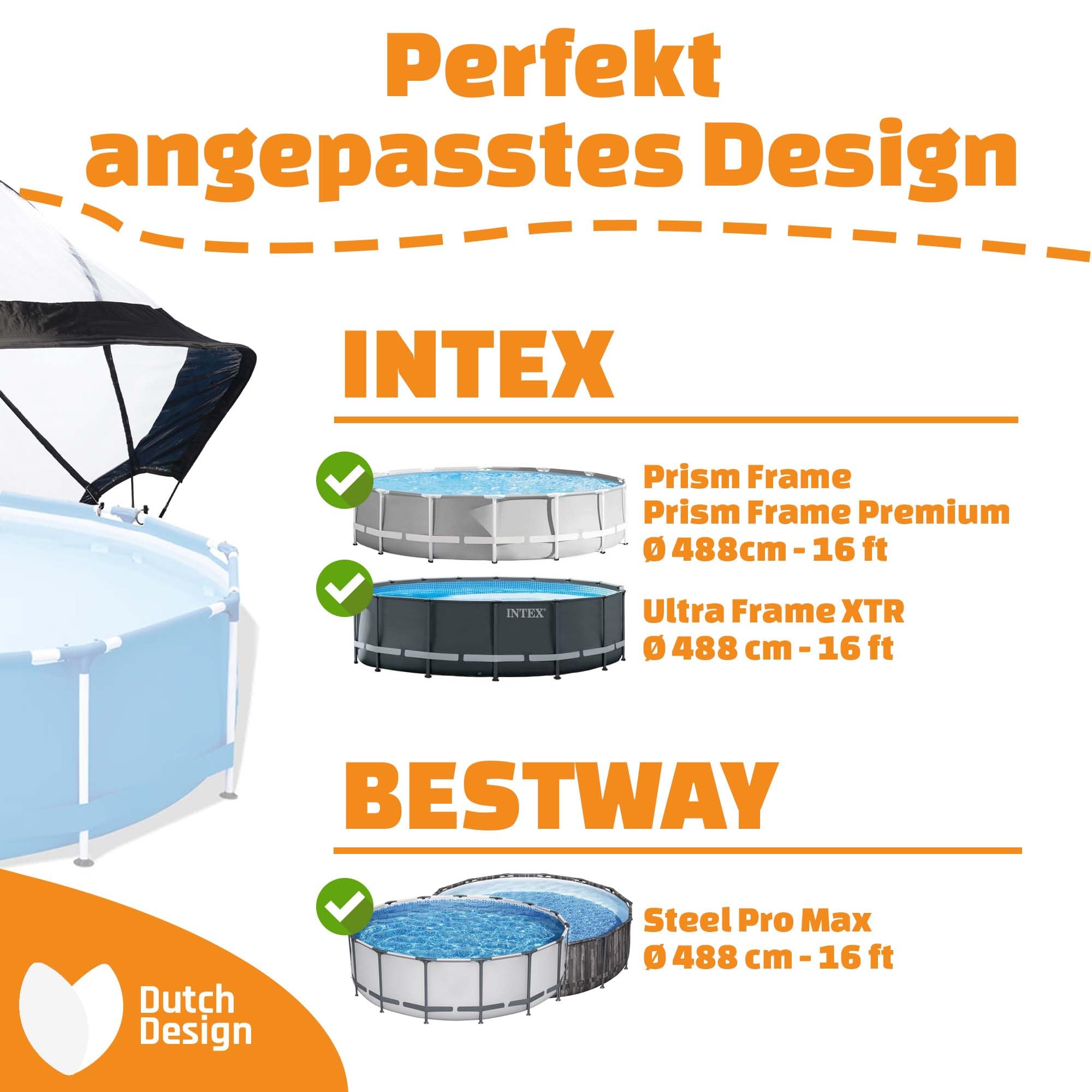EXIT Toys Poolabdeckung Rund ø 488 cm Universell für Intex/Bestway Pools – Hält Wasser Warm und Sauber – Poolüberdachung mit Verbindungsset für Viele Marken – Transparent