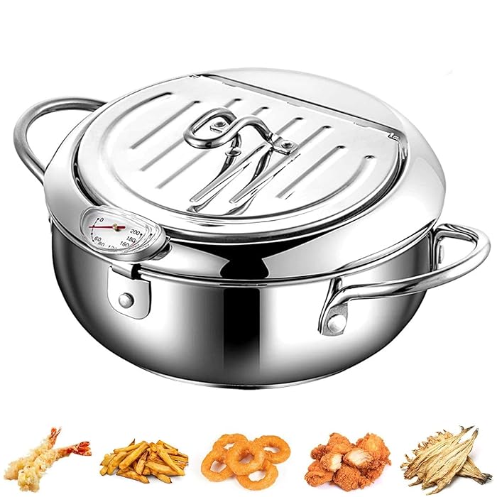 Buy Stainless Steel Tempura Deep Fryer Pot with Thermometer and Oil