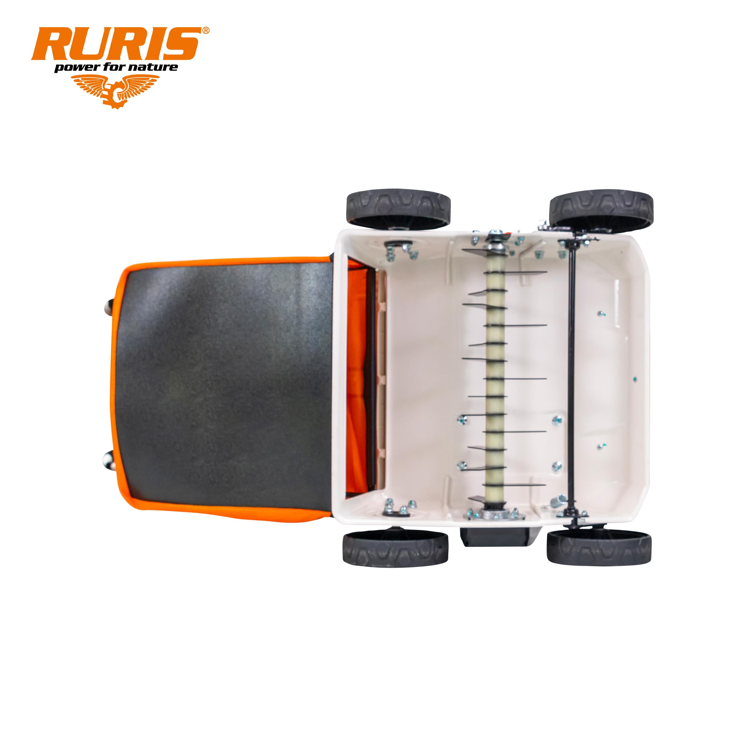 RURIS RXH909 Scarificateur Aerateur Thermique 212 cc 5,5 CV Bac 40 L | 4 Temps Moteur 212 cc 5.5 CV 3400 tr/min Largeur 400 mm Bac 40 L Cuve 3.6 L Carter en Fer