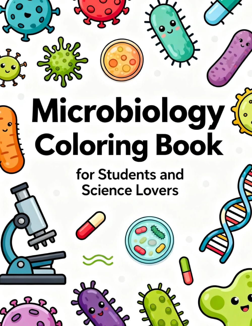 Microbiology Coloring Book for Students and Science Lovers: Fun Illustrations of Bacteria, Viruses, and Cells for Relaxed Learning: Discover the ... pages — perfect for students, teachers