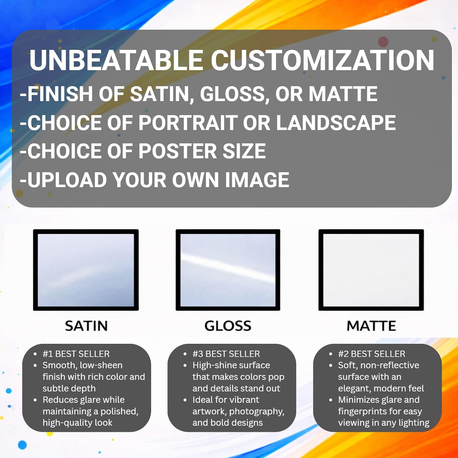 Poster Print Factory Custom Photo Poster – Upload Your Image – 36 x 48 Personalized Wall Art – Choice of Gloss, Matte, or Satin Finish