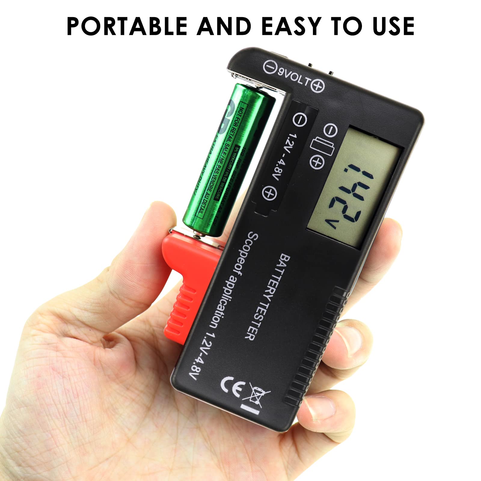 Digital Battery Tester,Universal Battery Checker for AA AAA C D 9V