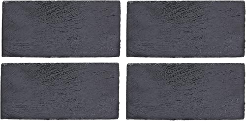 Miniatura 3 de Tcrogsciss Juego de 4 tablas de embutidos de pizarra negra tablas de queso platos individuales de piedra para queso carne aperitivos