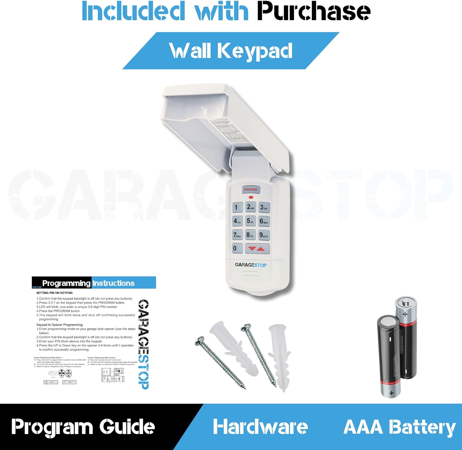 Garage Stop for Genie Intellicode Garage Door Opener Keypad Safety Sensors Bundle