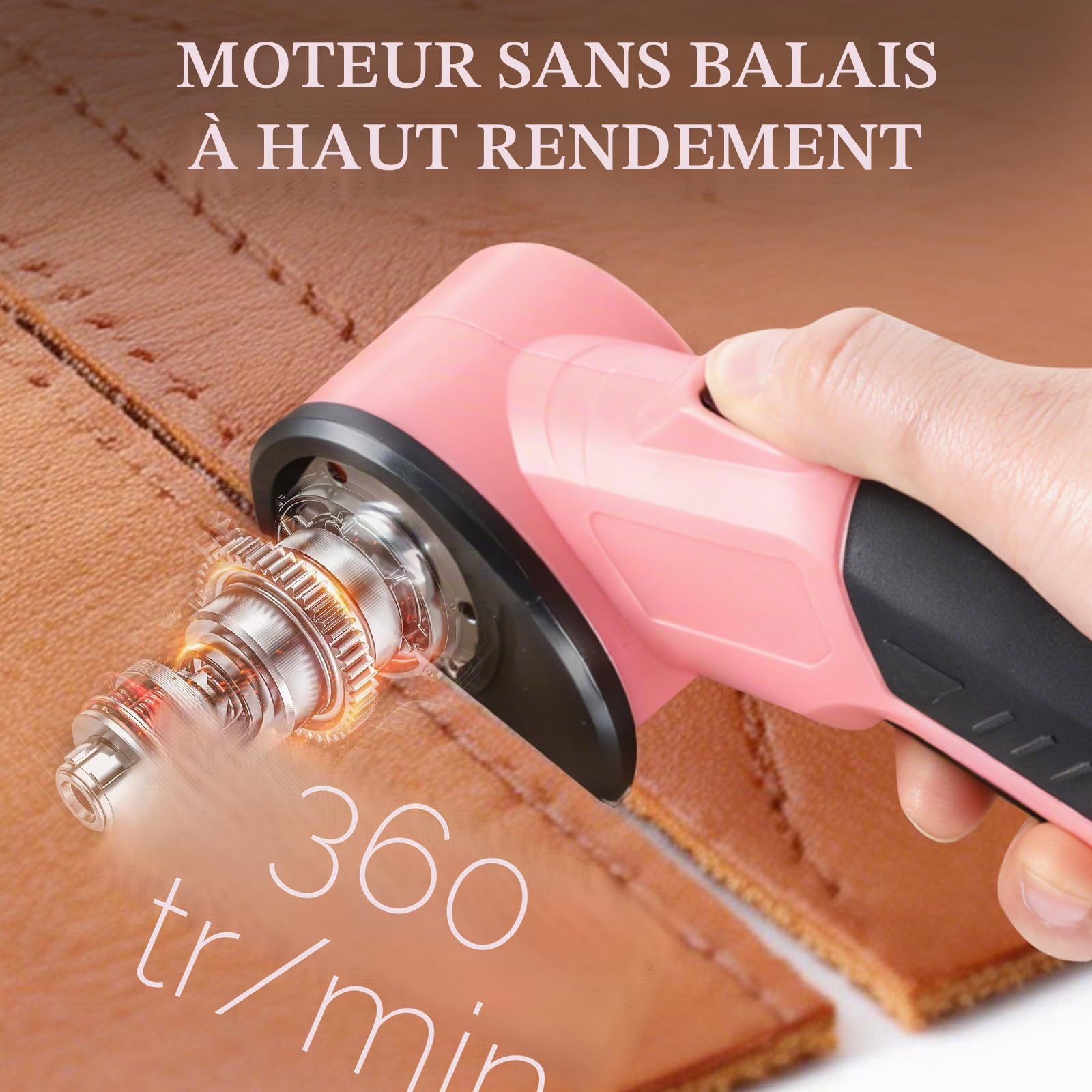 Ciseaux Electrique Tissu Couture 4.2V, Ciseaux Électrique sans Fil avec 2 Lames, Carton Puissant, pour Tissu, Cuir, Tapis, Plastique, PVC, DIY & Couture Ciseaux électriques rotatifs sans fil