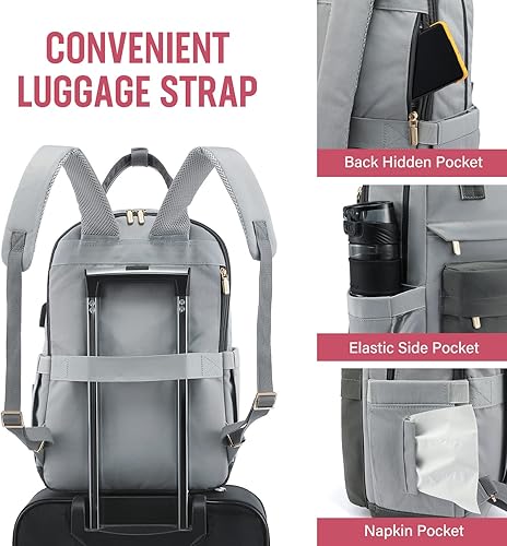 Miniatura 4 de LOVEVOOK Mochila para laptop para mujeres y niñas, bolsa para laptop de 15.6 pulgadas con puerto USB, mochila de moda para estudiantes, mochilas