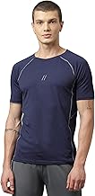 ATICX Men's Slim Fit Polyester Half Sleeve T Shirt - Quick Dry Lycra Sports Compression Training Tee for Gym, Running