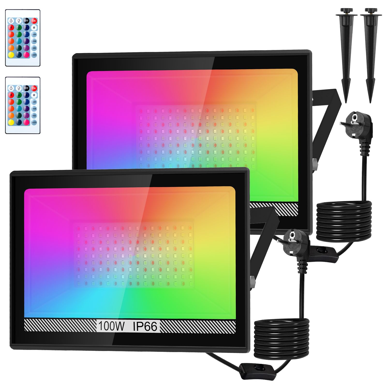 NATPOW RGB led-spot voor buiten, RGB 100 W, ledlicht met bluetooth-app